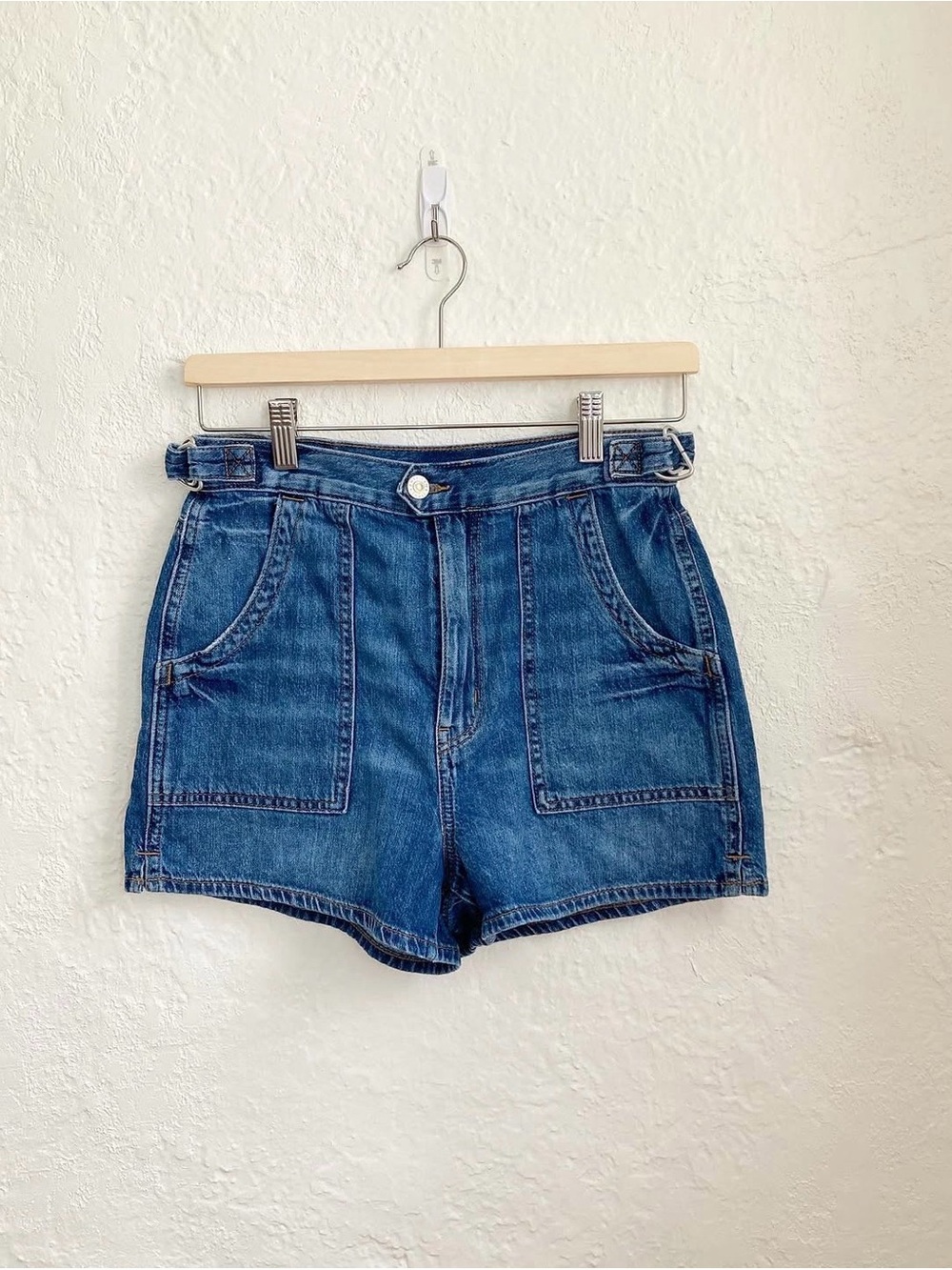 Women's Blue Denim High-Waist Shorts